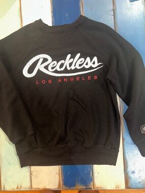 Young & Reckless Los Angeles Black Crewneck Sweatshirt Medium